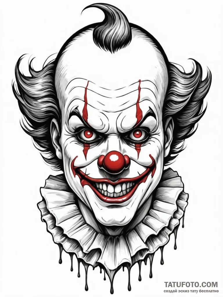 A neo-traditional tattoo of the clown from cl… — эскиз тату (№1752741163_0, 17.07.2025 08:32) — Tatufoto.com