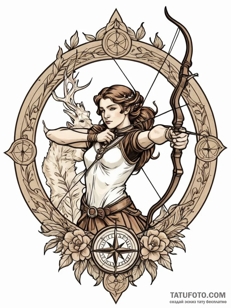 Tattoo sketch a sagittarius archer with a sub... - эскиз тату (№1752741466_0, 17.07.2025 08:37) — Tatufoto.com