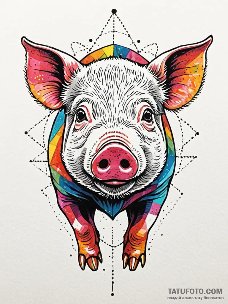 Pig, artistic tattoo sketch, on a clean white... - эскиз тату (№1752741693_0, 17.07.2025 08:41) — Tatufoto.com