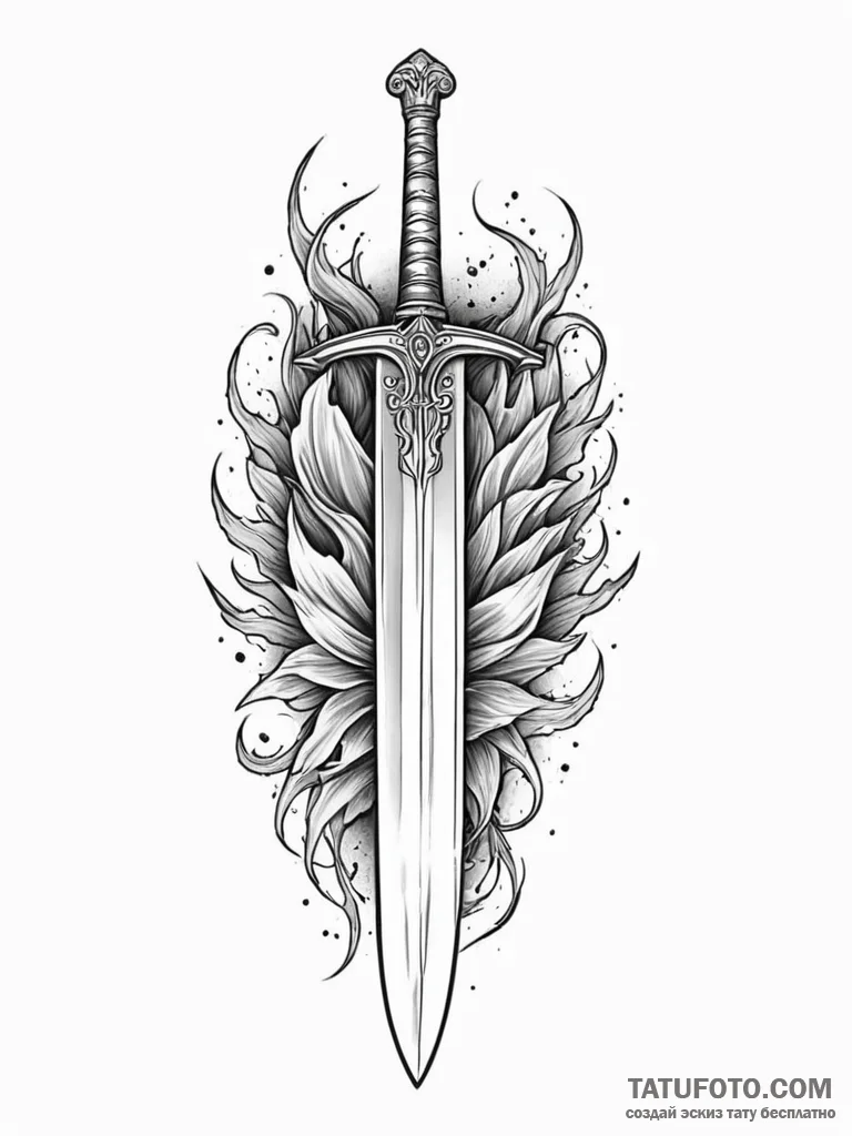 Tattoo design a medieval longsword plunged in… — эскиз тату (№1752742992_0, 17.07.2025 09:03) — Tatufoto.com