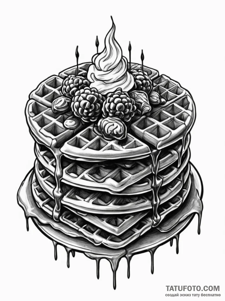 A sketch of the "waffle party" from severance... - эскиз тату (№1752743679_0, 17.07.2025 09:14) — Tatufoto.com