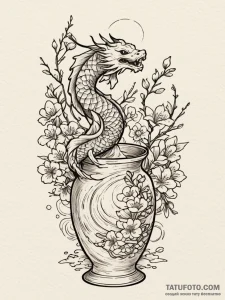 A person arranging flowers in a vase., artist... - эскиз тату (№1752743755_0, 17.07.2025 09:15) — Tatufoto.com