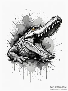 Tattoo sketch a powerful crocodile or alligat... - эскиз тату (№1752743908_0, 17.07.2025 09:18) — Tatufoto.com