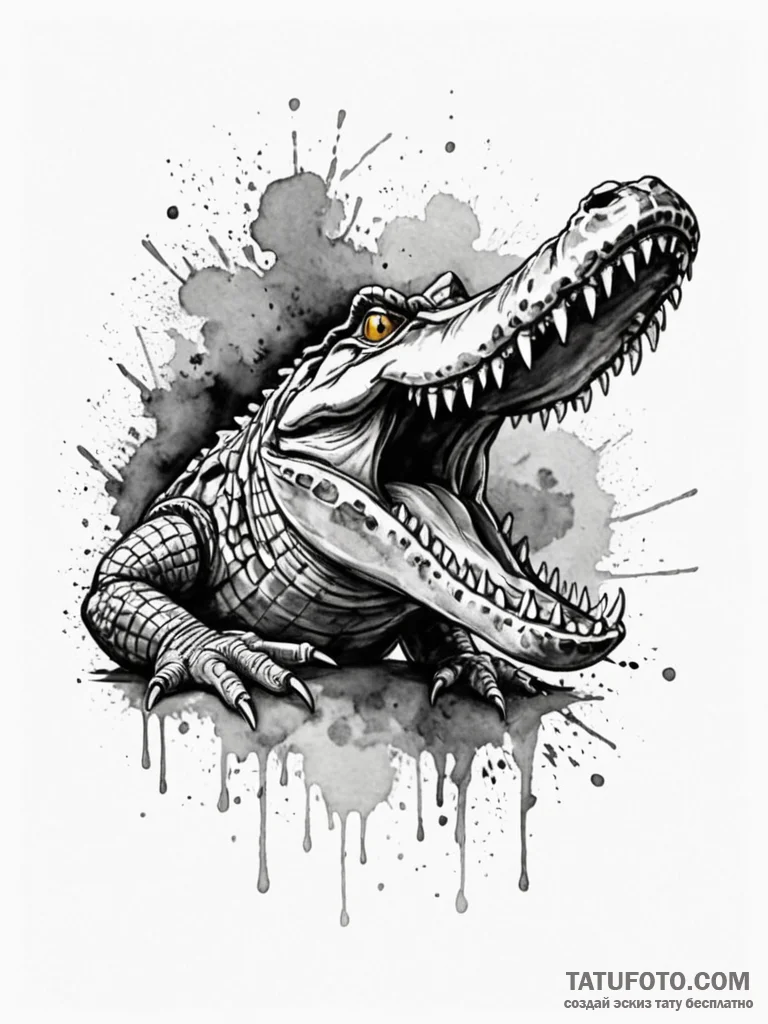 Tattoo sketch a powerful crocodile or alligat… — эскиз тату (№1752743908_0, 17.07.2025 09:18) — Tatufoto.com