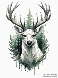 A watercolor tattoo of the forest spirit's de... - эскиз тату (№1752744136_0, 17.07.2025 09:22) — Tatufoto.com