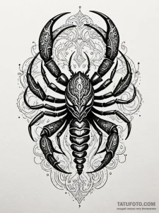Tattoo design a menacing scorpio scorpion, wi... - эскиз тату (№1752744289_0, 17.07.2025 09:24) — Tatufoto.com