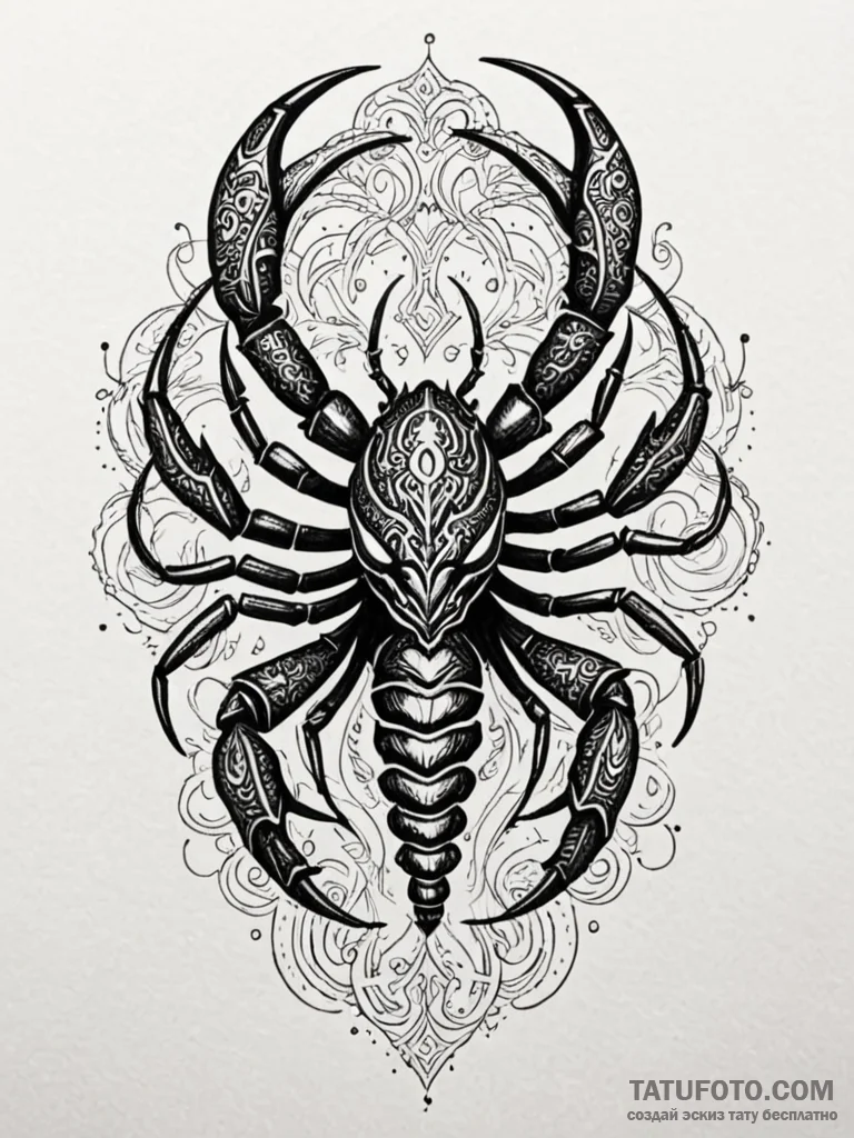 Tattoo design a menacing scorpio scorpion, wi... - эскиз тату (№1752744289_0, 17.07.2025 09:24) — Tatufoto.com