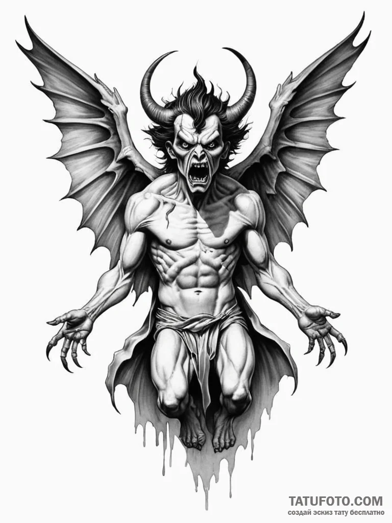 A minimalist tattoo of the pazuzu demon statu... - эскиз тату (№1752744365_0, 17.07.2025 09:26) — Tatufoto.com