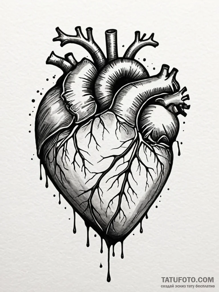 Tattoo sketch a watercolor heart, its colors… — эскиз тату (№1752744827_0, 17.07.2025 09:33) — Tatufoto.com