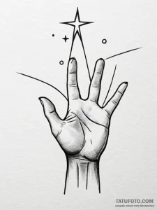 Tattoo design a hand reaching for a star, sym... - эскиз тату (№1752744981_0, 17.07.2025 09:36) — Tatufoto.com