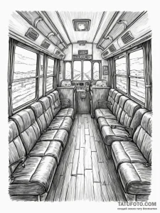 The interior of a sleeper car on a long-dista... - эскиз тату (№1752745134_0, 17.07.2025 09:38) — Tatufoto.com