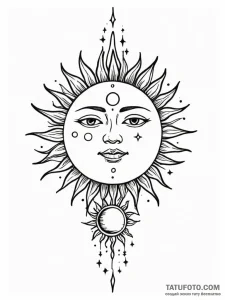 Sun and moon, ink illustration for tattoo, bl... - эскиз тату (№1752745287_0, 17.07.2025 09:41) — Tatufoto.com