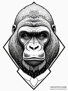 Gorilla, tattoo flash sheet design, dotwork t... - эскиз тату (№1752745519_0, 17.07.2025 09:45) — Tatufoto.com