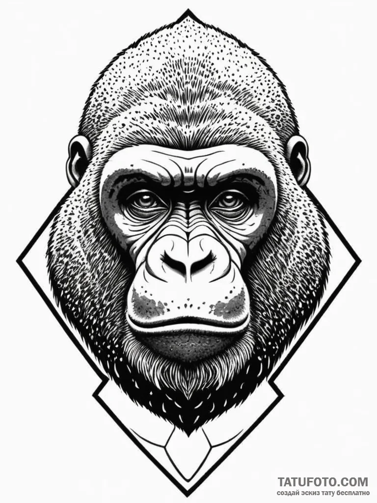 Gorilla, tattoo flash sheet design, dotwork t... - эскиз тату (№1752745519_0, 17.07.2025 09:45) — Tatufoto.com