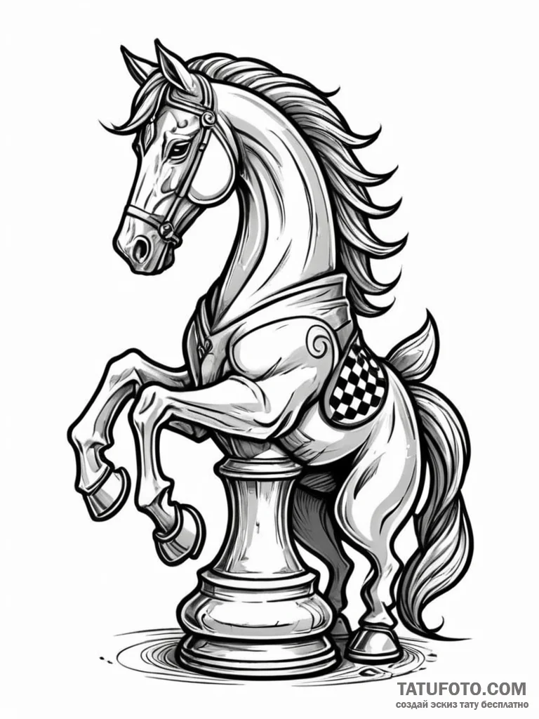Tattoo sketch a knight’s chess piece (horse),… — эскиз тату (№1752745754_0, 17.07.2025 09:49) — Tatufoto.com