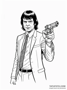 A linework tattoo of the iconic pulp fiction... - эскиз тату (№1752746455_0, 17.07.2025 10:00) — Tatufoto.com