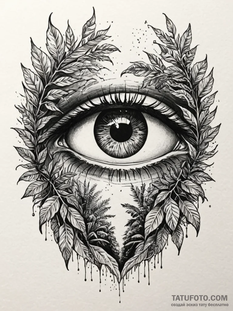 Tattoo sketch a mystical creature's eye peeri... - эскиз тату (№1752747154_0, 17.07.2025 10:12) — Tatufoto.com