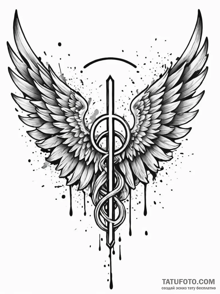 Tattoo sketch a pair of wings representing gu... - эскиз тату (№1752747234_0, 17.07.2025 10:13) — Tatufoto.com