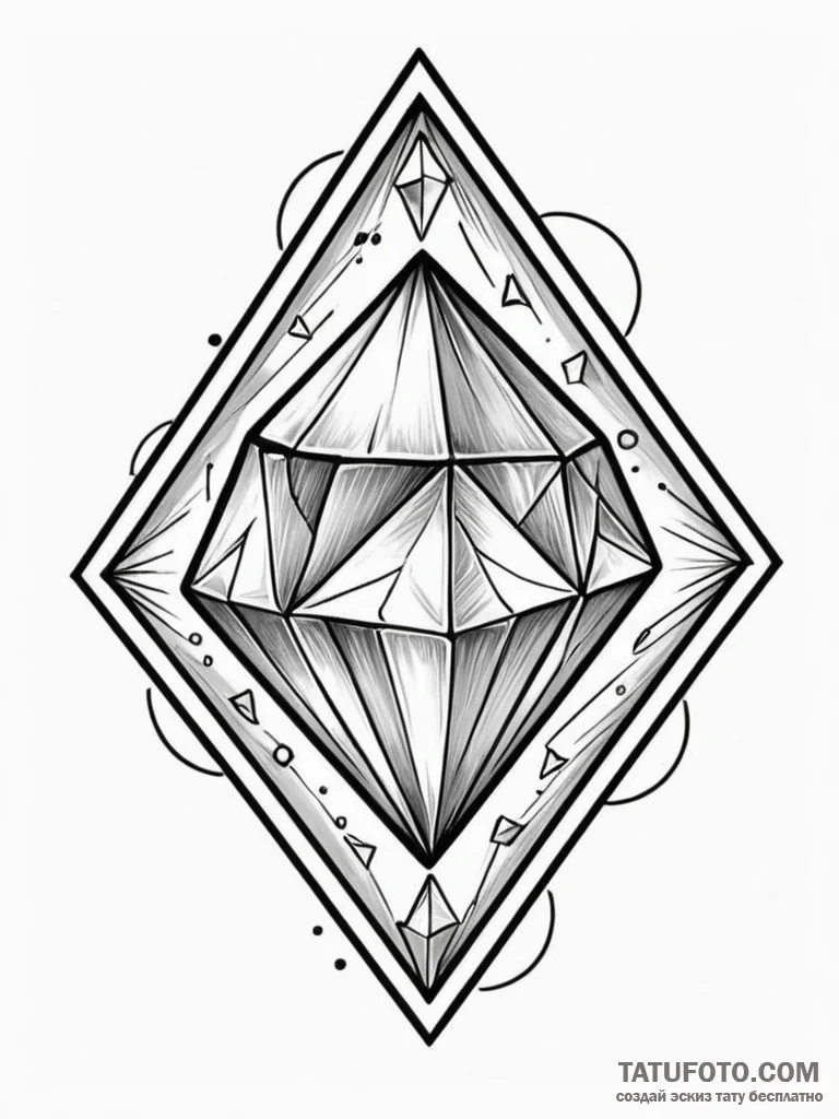 Diamond, tattoo flash sheet design, on a clea... - эскиз тату (№1752747313_0, 17.07.2025 10:15) — Tatufoto.com