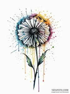 Dandelion, concept art for tattoo, watercolor... - эскиз тату (№1752747469_0, 17.07.2025 10:17) — Tatufoto.com
