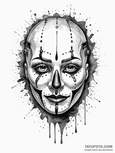 A sketch of a "gimp" mask, isolated on white,... - эскиз тату (№1752747547_0, 17.07.2025 10:19) — Tatufoto.com