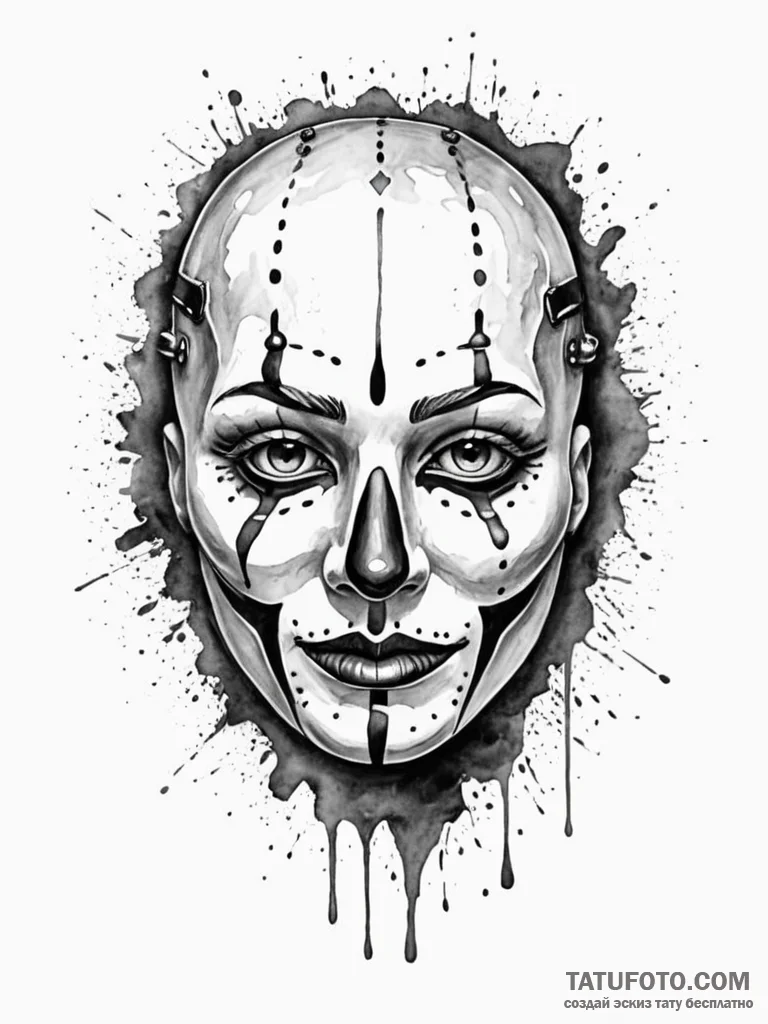 A sketch of a «gimp» mask, isolated on white,… — эскиз тату (№1752747547_0, 17.07.2025 10:19) — Tatufoto.com