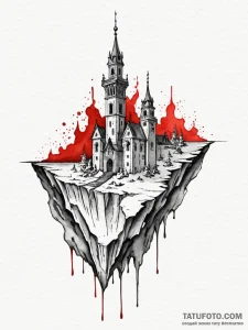 A watercolor sketch of the wall, immense and... - эскиз тату (№1752747702_0, 17.07.2025 10:21) — Tatufoto.com