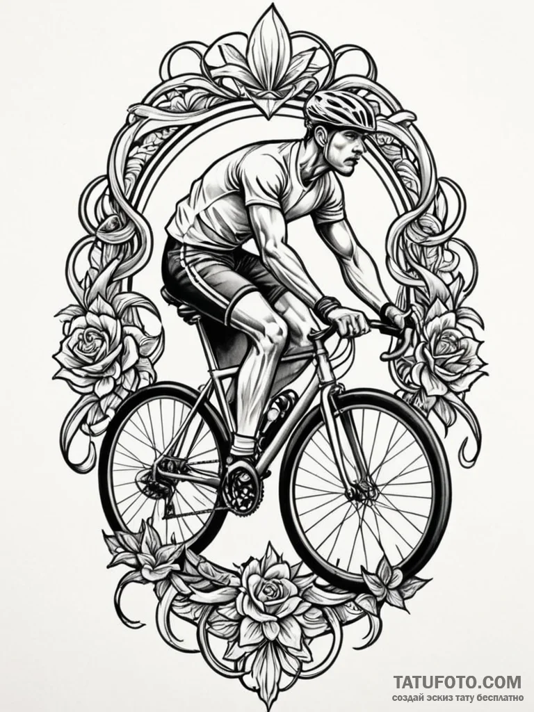 Tattoo design a cyclist’s leg muscles in moti… — эскиз тату (№1752748402_0, 17.07.2025 10:33) — Tatufoto.com