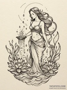 Tattoo sketch aquarius's water-bearer, pourin... - эскиз тату (№1752748481_0, 17.07.2025 10:34) — Tatufoto.com