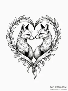 Tattoo design two foxes, their tails forming... - эскиз тату (№1752748637_0, 17.07.2025 10:37) — Tatufoto.com