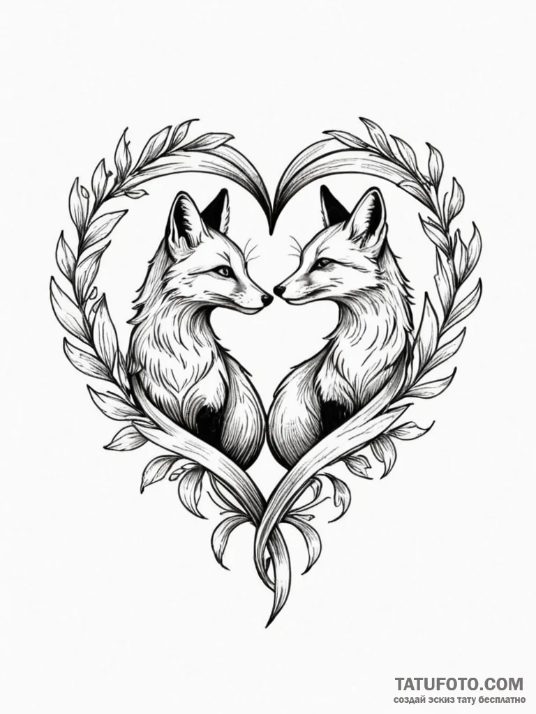 Tattoo design two foxes, their tails forming... - эскиз тату (№1752748637_0, 17.07.2025 10:37) — Tatufoto.com