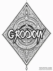 A chicano lettering tattoo of "groovy",, ink... - эскиз тату (№1752748713_0, 17.07.2025 10:38) — Tatufoto.com