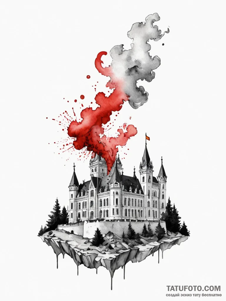 A watercolor sketch of the royal mint of spai... - эскиз тату (№1752748946_0, 17.07.2025 10:42) — Tatufoto.com