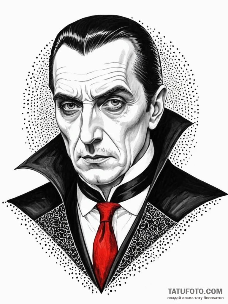 A graphic novel style sketch of dracula, bela... - эскиз тату (№1752749102_0, 17.07.2025 10:45) — Tatufoto.com