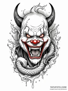 A trash polka portrait of art the clown from... - эскиз тату (№1752749179_0, 17.07.2025 10:46) — Tatufoto.com