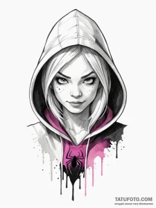 A watercolor sketch of spider-gwen (gwen stac... - эскиз тату (№1752749256_0, 17.07.2025 10:47) — Tatufoto.com