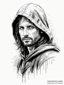 A graphic novel style portrait of aragorn as... - эскиз тату (№1752749333_0, 17.07.2025 10:48) — Tatufoto.com