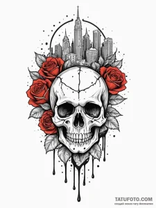A watercolor sketch of the city in sin city,... - эскиз тату (№1752749645_0, 17.07.2025 10:54) — Tatufoto.com