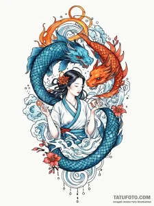 Tattoo sketch: a stylized woman's hands weavi... - эскиз тату (№1752749723_0, 17.07.2025 10:55) — Tatufoto.com