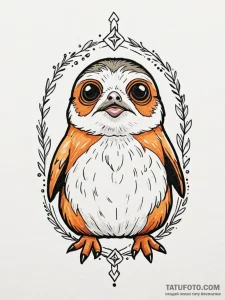 Neo-traditional tattoo of a porg, cute and co... - эскиз тату (№1752749879_0, 17.07.2025 10:57) — Tatufoto.com