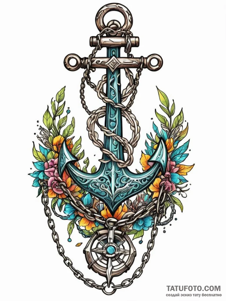A detailed shot of the rusted chain of a ship… — эскиз тату (№1752751048_0, 17.07.2025 11:17) — Tatufoto.com