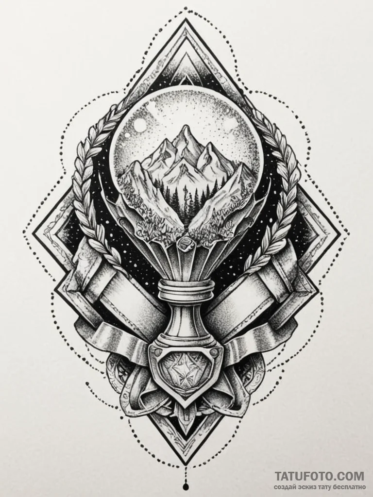 Tattoo sketch a glowing «achievement unlocked… — эскиз тату (№1752751129_0, 17.07.2025 11:18) — Tatufoto.com