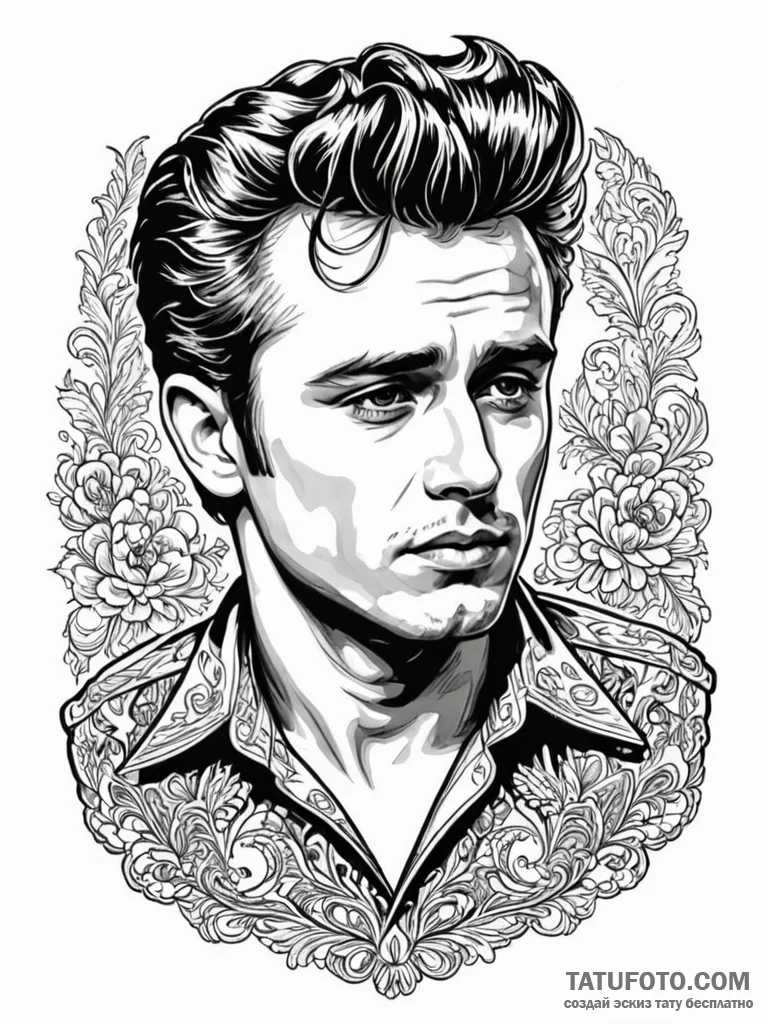 A graphic novel portrait of james dean from r… — эскиз тату (№1752751208_0, 17.07.2025 11:20) — Tatufoto.com