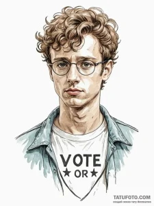A watercolor portrait of napoleon dynamite, w... - эскиз тату (№1752751288_0, 17.07.2025 11:21) — Tatufoto.com