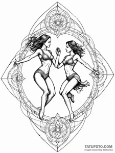 A linework tattoo of the "dancing" scene with... - эскиз тату (№1752751368_0, 17.07.2025 11:22) — Tatufoto.com
