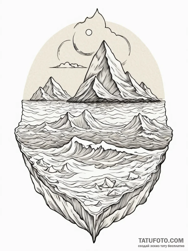 The stark beauty of icebergs floating in a ca... - эскиз тату (№1752751608_0, 17.07.2025 11:26) — Tatufoto.com