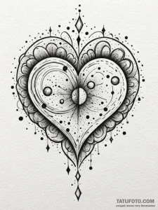 Tattoo sketch a heart with subtle celestial b... - эскиз тату (№1752752007_0, 17.07.2025 11:33) — Tatufoto.com