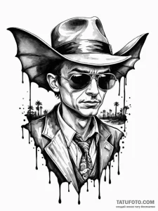 A watercolor sketch of the "bat country" scen... - эскиз тату (№1752752805_0, 17.07.2025 11:46) — Tatufoto.com