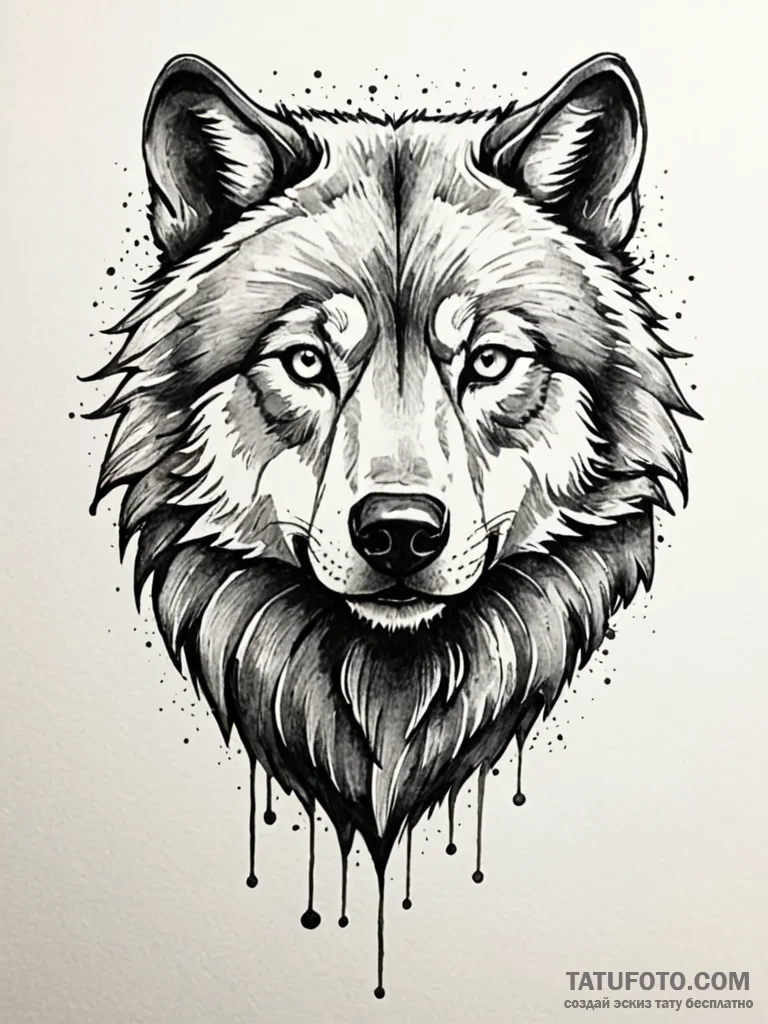 Tattoo sketch: a fierce animal (e.g., wolf or… — эскиз тату (№1752752885_0, 17.07.2025 11:48) — Tatufoto.com