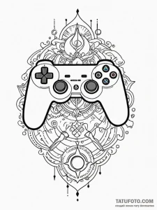 Tattoo sketch a controller's analog stick wit... - эскиз тату (№1752753366_0, 17.07.2025 11:56) — Tatufoto.com